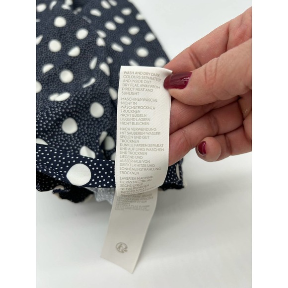 Boden Navy & White Long Sleeve Polk a Dot Swim Top | Size 8 - Picture 6 of 11